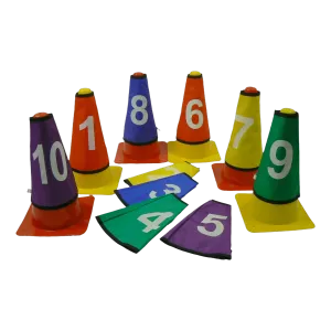 Lot de 10 caches cônes numérotés