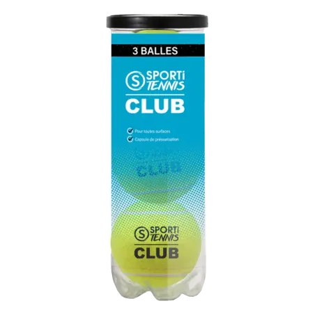 Tube de 3 balles de Tennis Club