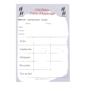 Carnet de 15 cartes seul d'arbitrage Foot