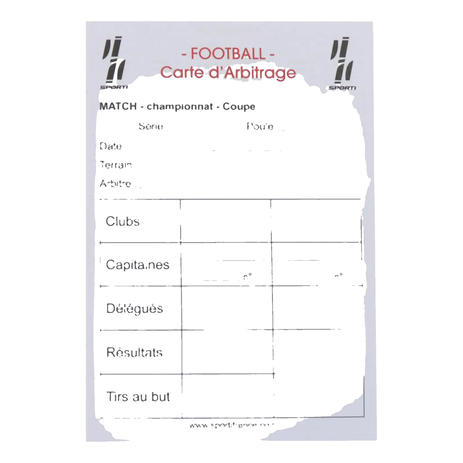 Carnet de 15 cartes seul d'arbitrage Foot