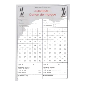 Carnet de 15 cartes seul d'arbitrage Handball