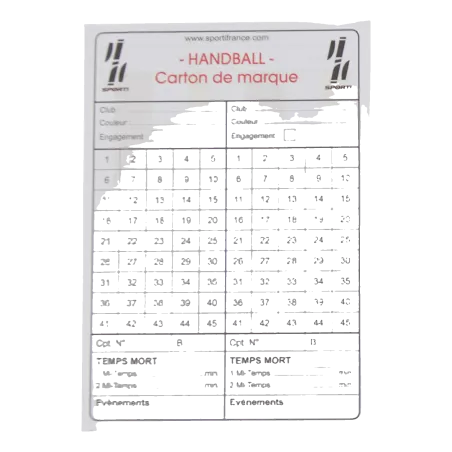 Carnet de 15 cartes seul d'arbitrage Handball