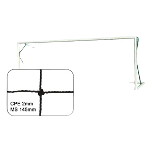 Filet de but de Foot à 11 entr/scolaire Cablé PE 2 mm maile 145 simple Noir