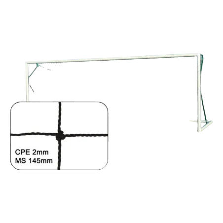Filet de but de Foot à 11 entr/scolaire Cablé PE 2 mm maile 145 simple Noir