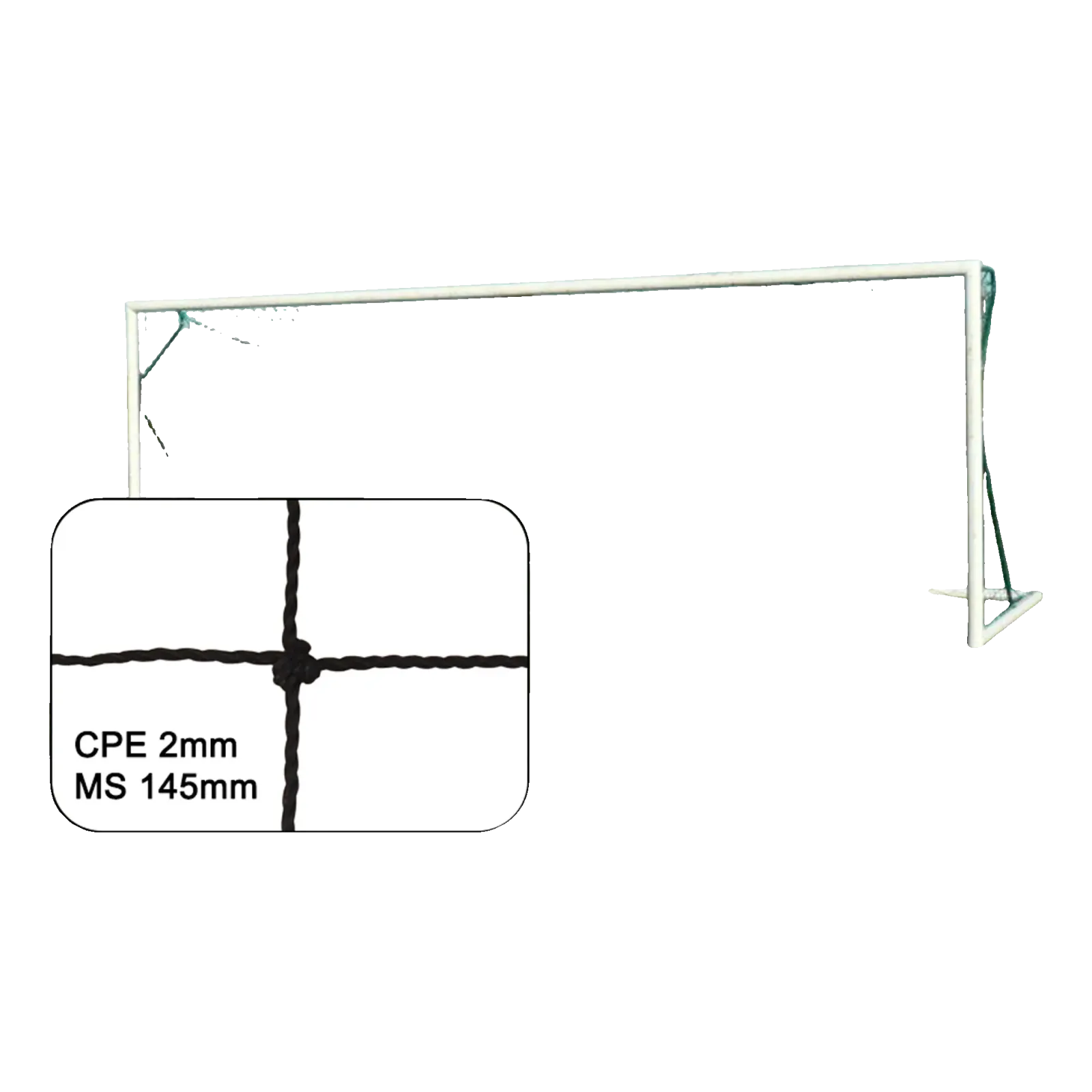 Filet de but de Foot à 11 entr/scolaire Cablé PE 2 mm maile 145 simple Noir