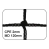 Filet de Handball réglementaires buts 3mx2mx1m Cablé PE 2 mm Maille 120 double Noir