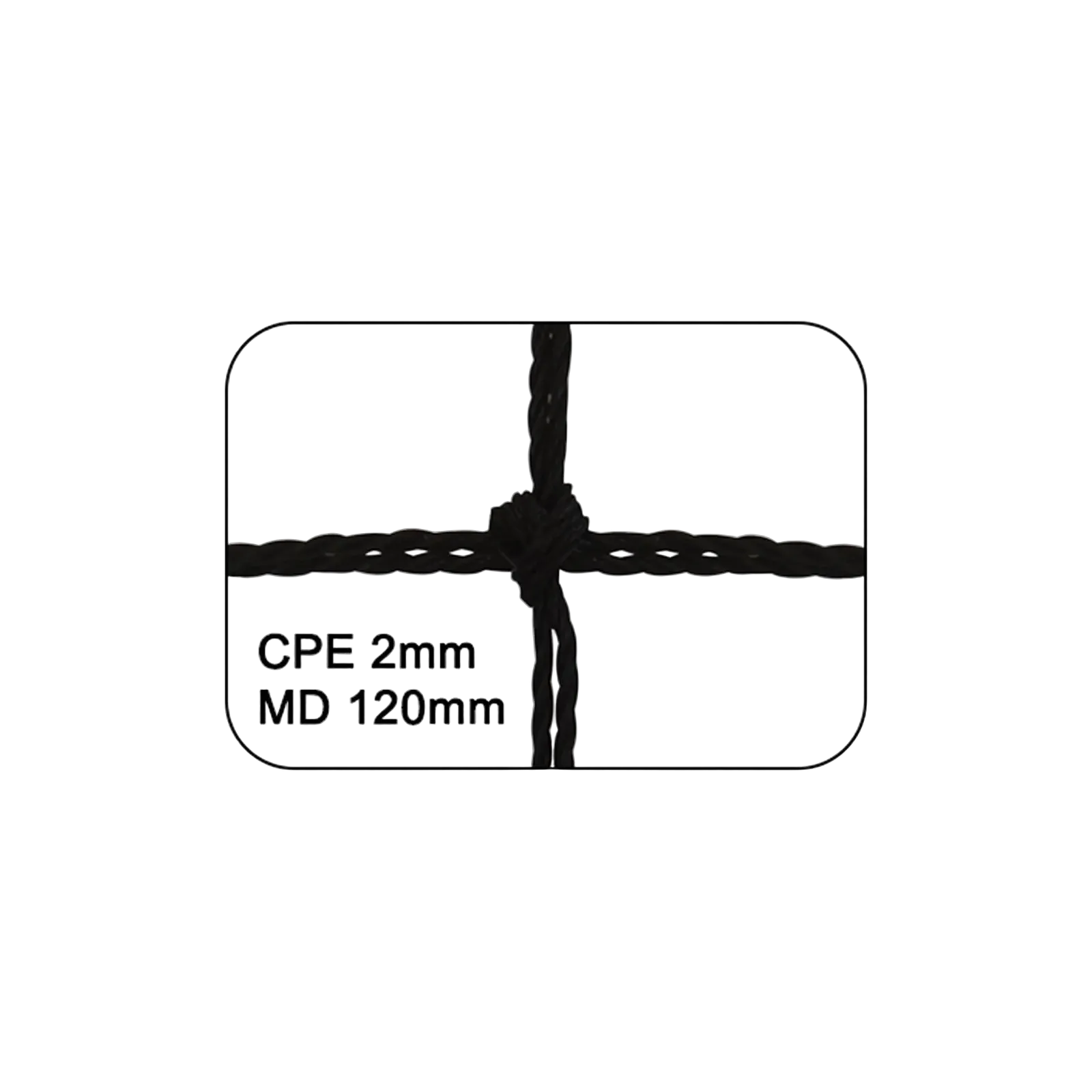 Filet de Handball réglementaires buts 3mx2mx1m Cablé PE 2 mm Maille 120 double Noir