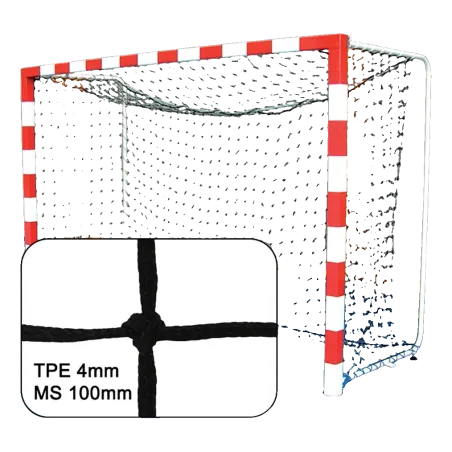 Filet de Handball PE tréssé 4 mm maille 100 simple Noir