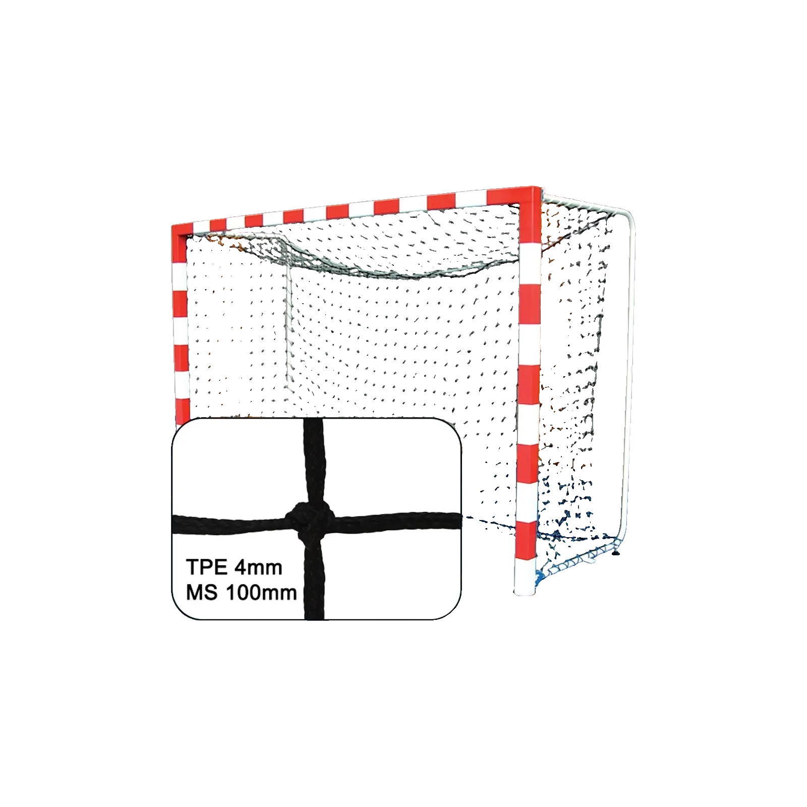 Filet de Handball PE tréssé 4 mm maille 100 simple Noir